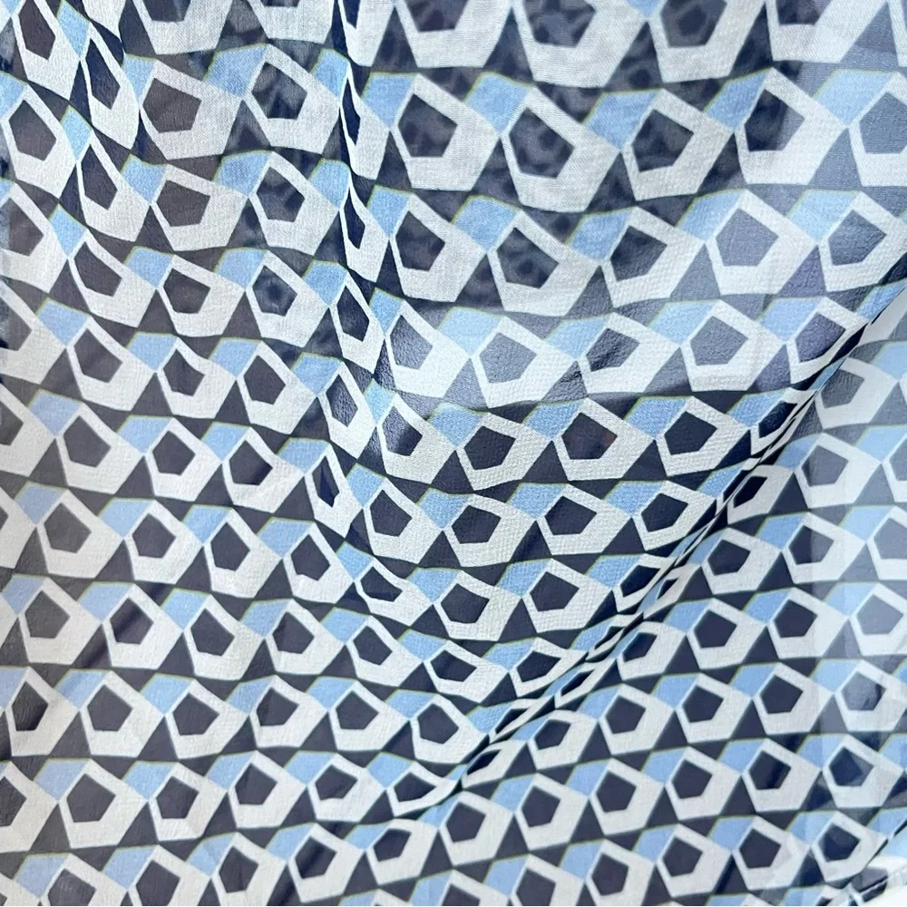 La Ligne Silk Claudette Midi Dress Small Chiffon Layer Geometric Side Slit Flowy - Picture 12 of 14